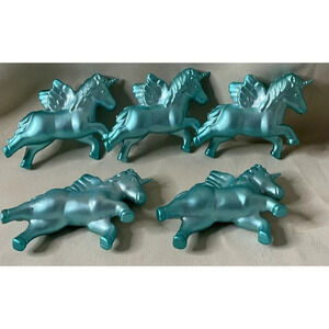 Unicorn Turquoise Blue Holiday Christmas Ornaments‎ NEW Set Of 5
